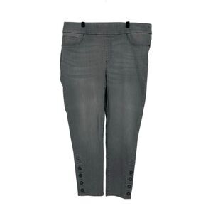 Chico's Pull On Ankle Jegging Pants Womens 12 2R Gray Pull On Embellished NWT